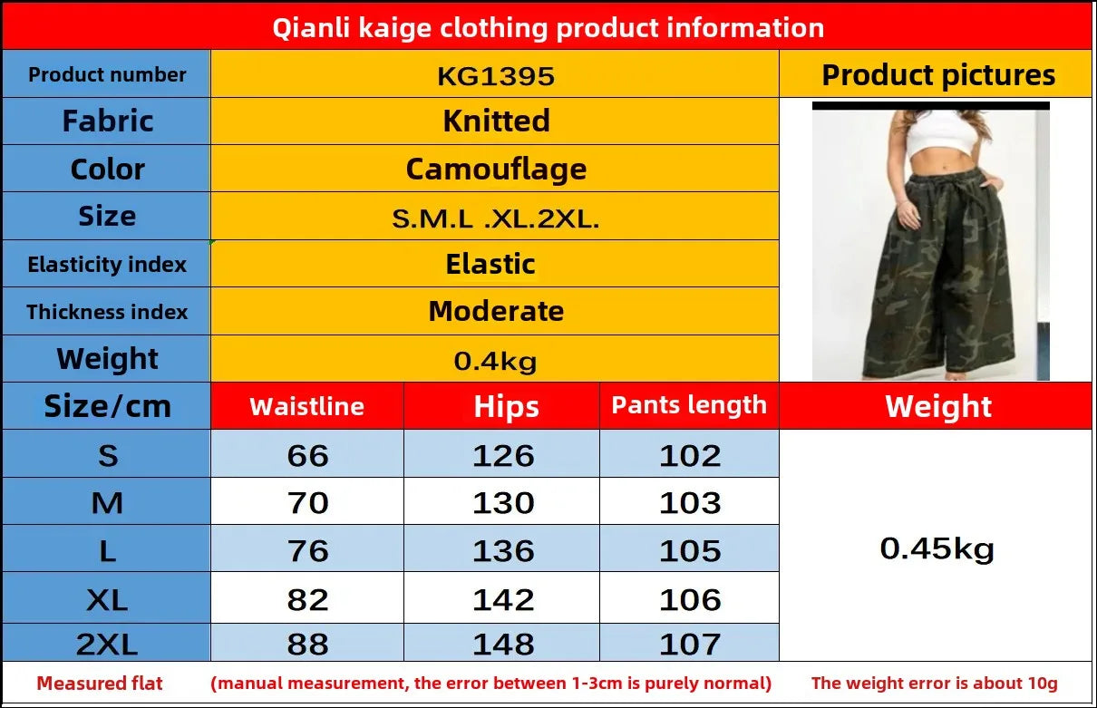 Fashionable Casual Camouflage Wide Leg Pants Women's Autumn Winter New Arrival Comfortable Loose Trousers Female Clothing