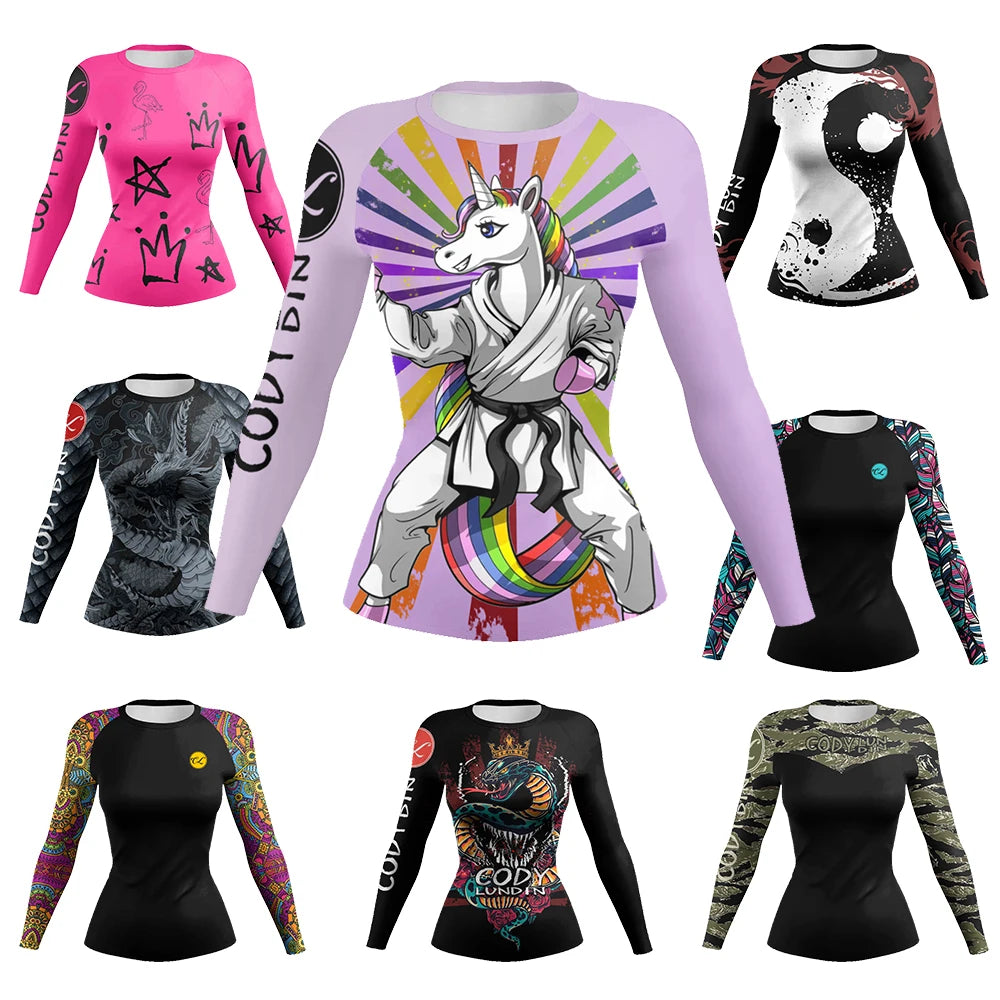 New Arrival Best Price Women's Rash Guard for Gym & MMA Training Surfing Rashguard UPF 50+ Anti-Bacterial Quick Dry Yoga Wear