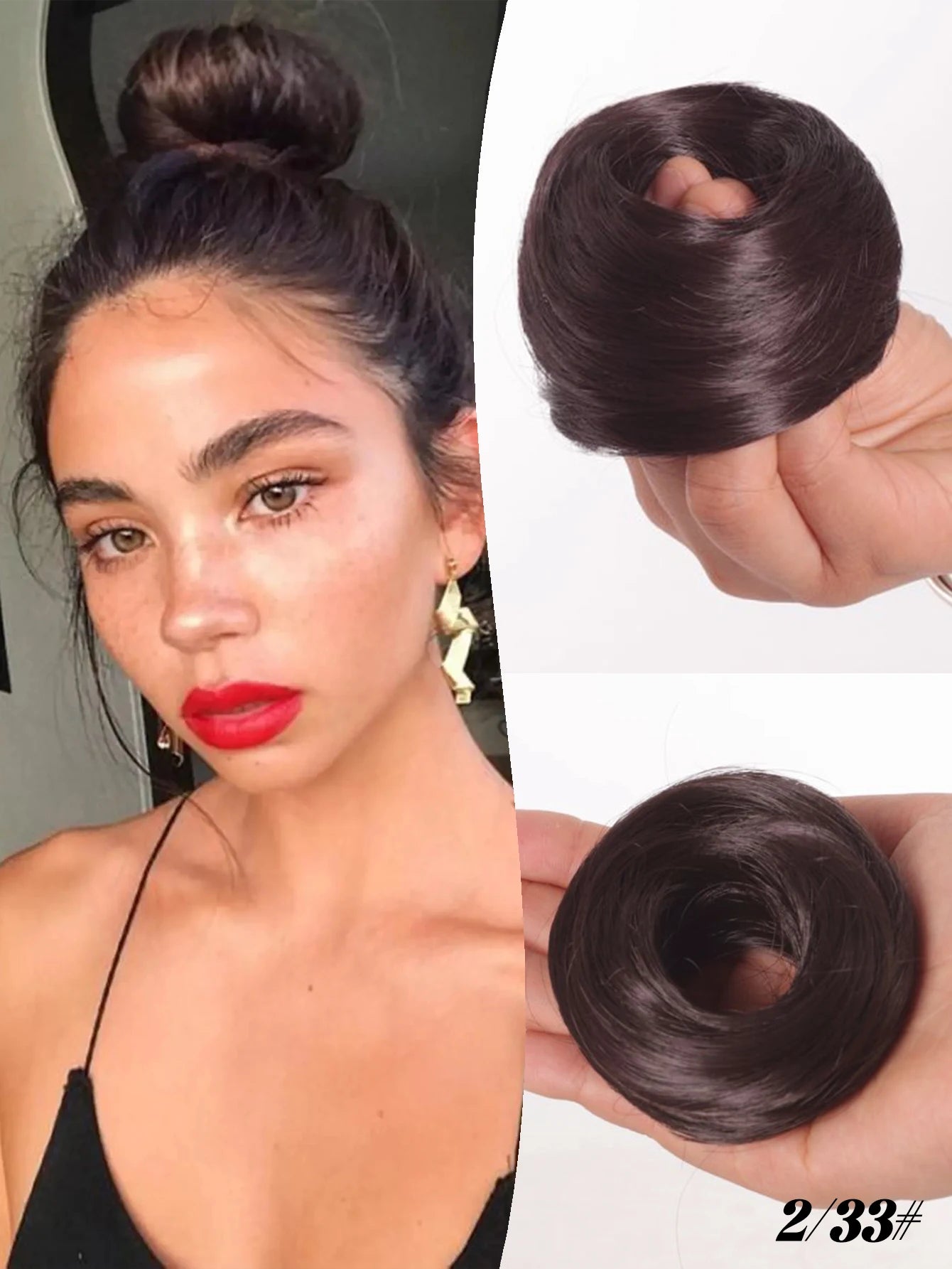 YELOWTIM Synthetic Chignon Elastic Rubber Band Fake Hair Bun Clip in on Hair Tail Extension Updo Hair Piece Ponytail For Women