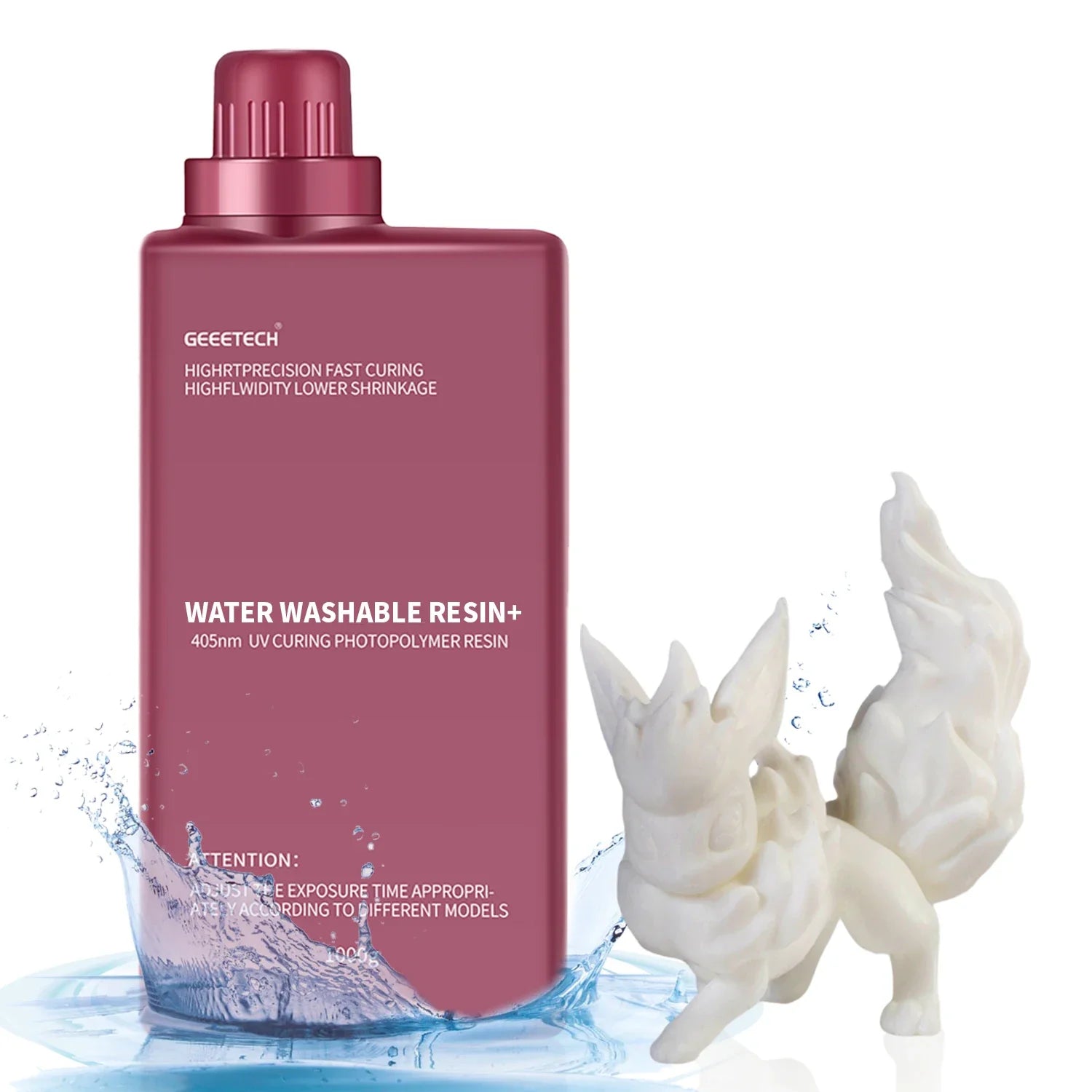 Geeetech Water Washable 3D Printing Resin 405 Low Odor High Precision Fast Curing for LCD 3D Printer Photopolymer Standard Resin