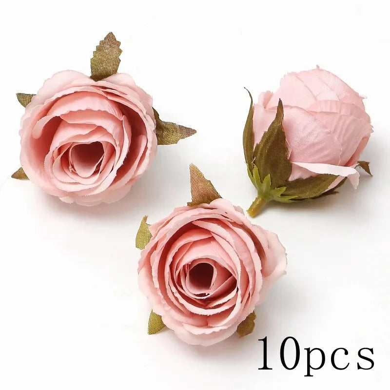 Pink Artificial Flowers Head For Wedding Home Room Decor DIY Fake Flowers For Decoration Birthday Party Craft Wreath Decoration