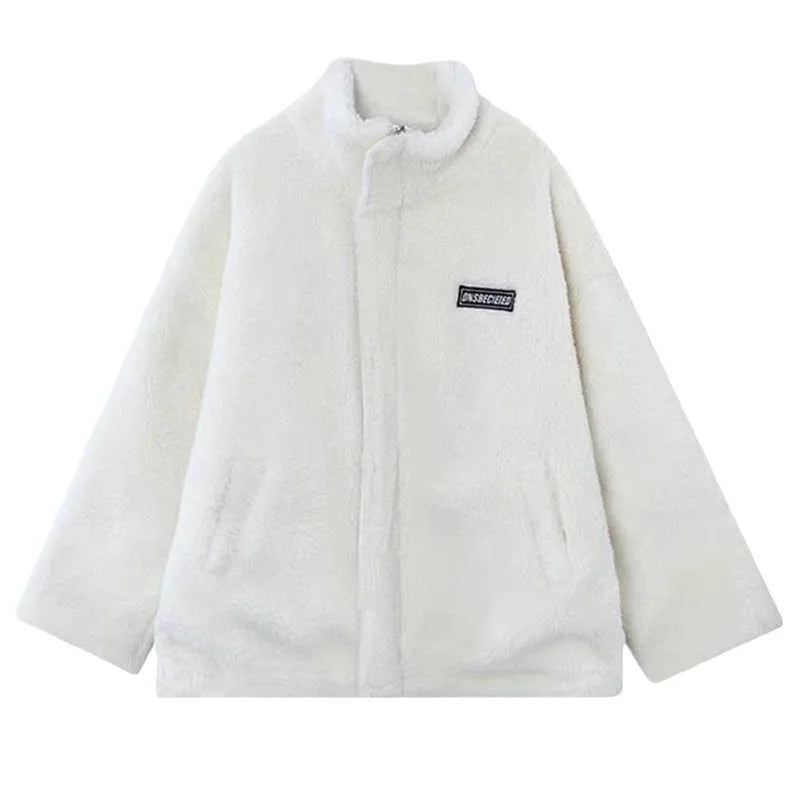 Women Winter Thicken Lamb Wool Coat Faux Fur Warm Stand Collar Outerwear Female Zipper Loose Jacket Full Sleeved Sweatshirts