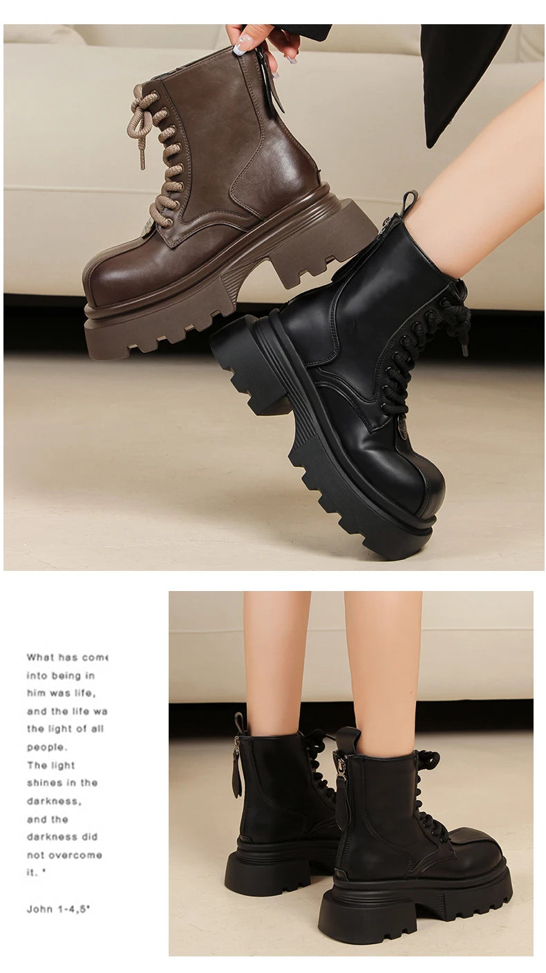 Women Flats Ankle Cool Boots Autumn Designer Platform Shoes 2024 New Brand Fashion Dress Chelsea Boots Walking Zapatillas Female