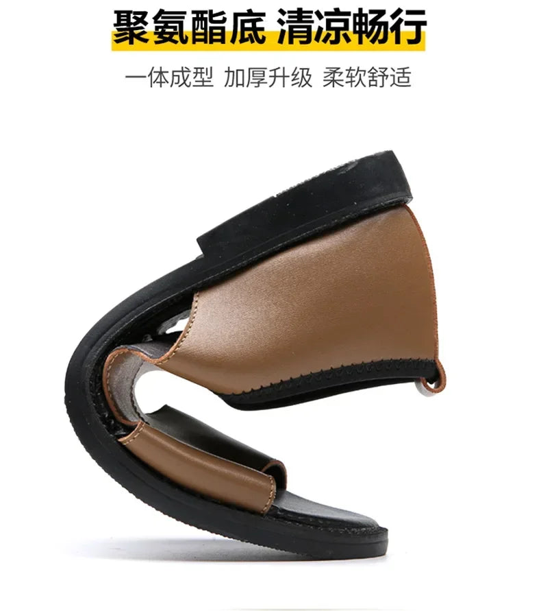 Sandals for Men Brand Casual Shoes Outdoor Fashion Men's Slippers Comfortable Beach Shoes High Quality Leather Man Flat 2025