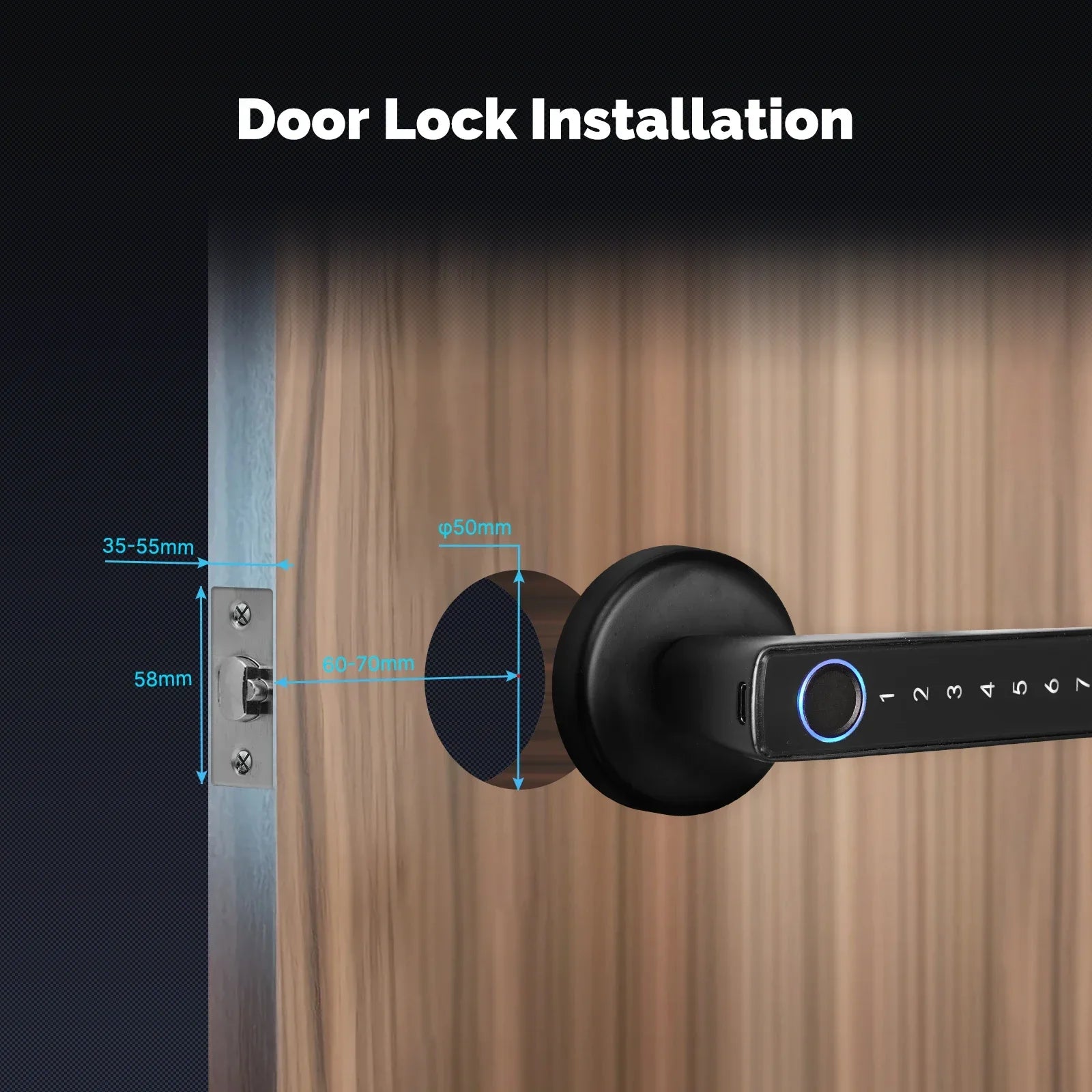 MOES Tuya Bluetooth Smart Fingerprint Door Handle Lock Electronic Password APP Remote Unlock Hotel Apartment Office Rental House