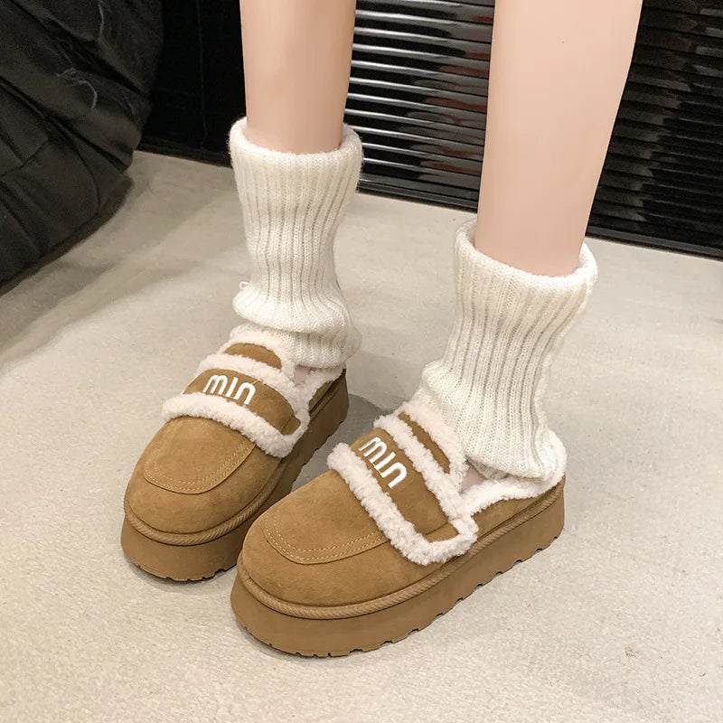2024 Autumn/winter new m letter Baotou cotton mop with pile pile socks senior sense casual style plus velvet