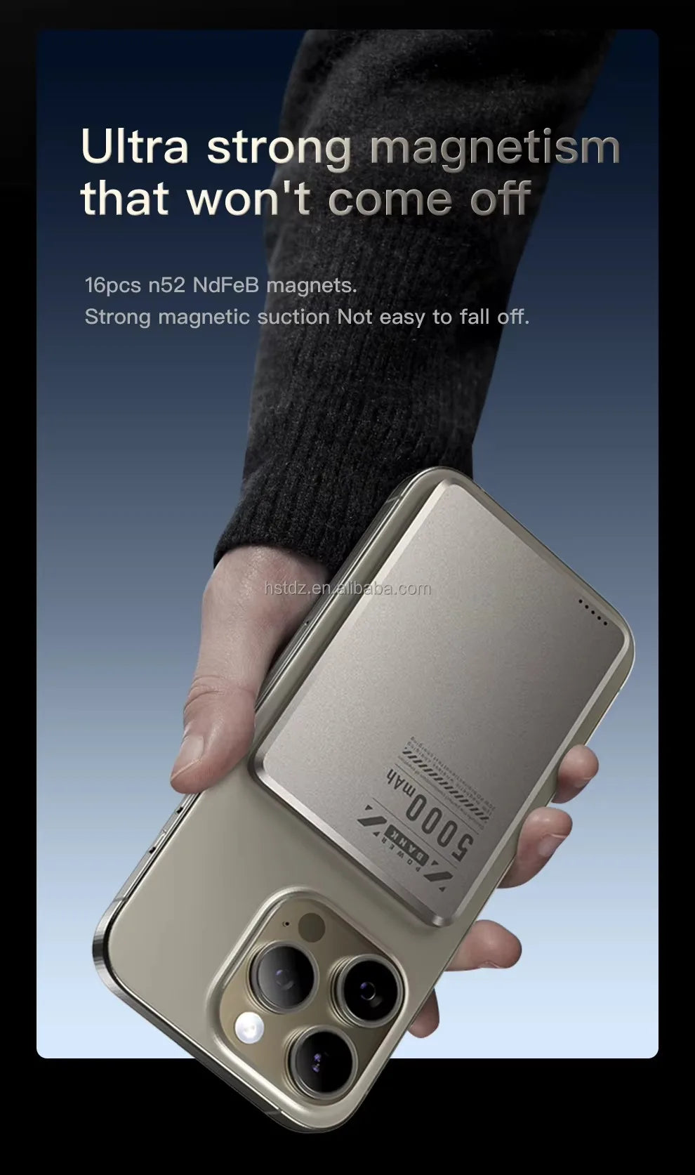 Portable travel Thin 0.65cm Magnetic Metal Wireless Charger 5000mAh Bi-directional Fast Charge PD20W Power bank External battery