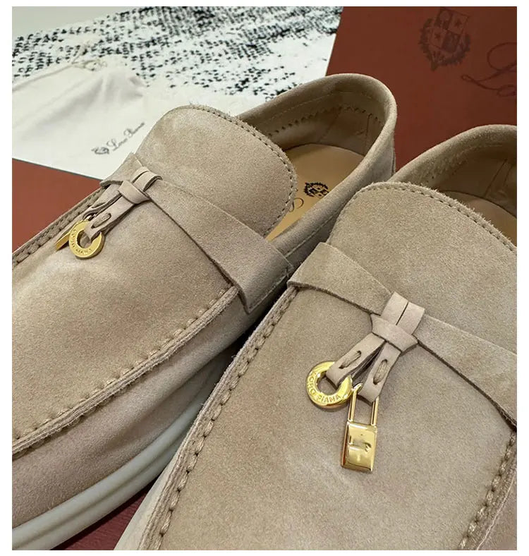 Summer Walk Genuine Leather Casual Slip-On Loers Women's Faion Single oes Comfortable round Toe Flat Heel All-Match Color