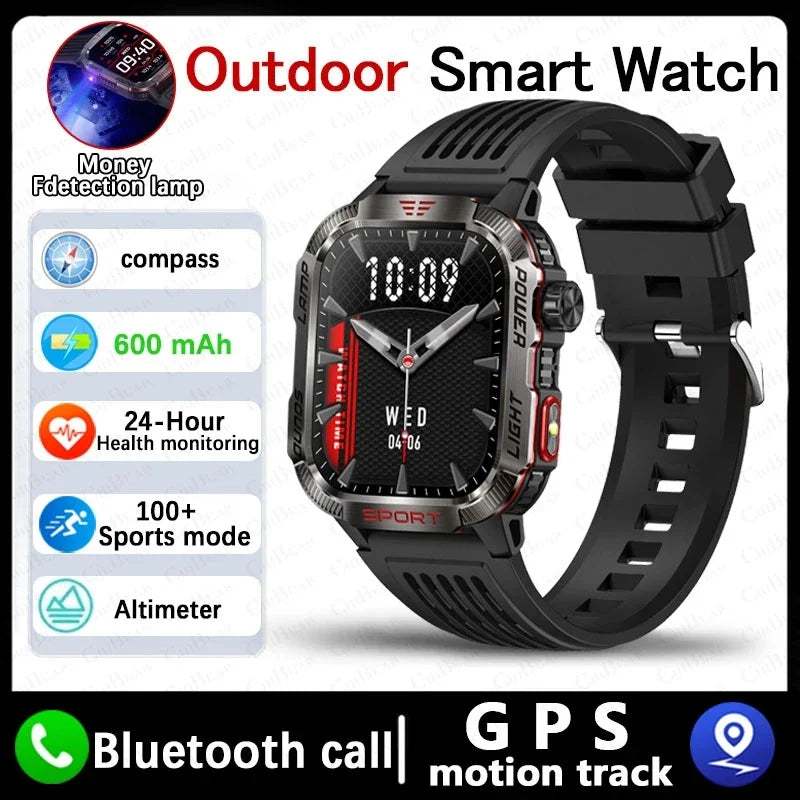 2025 New  Xiaomi  Military GPS Smart Watch Men Flashlight Compass Waterproof Outdoor Sport Tracker Bluetooth Call Smartwatch