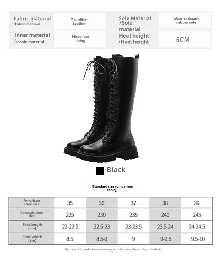 2024 New Women's Long Boots Thick Sole Knight Boots British Style High Non-knee Rubber Upper Material