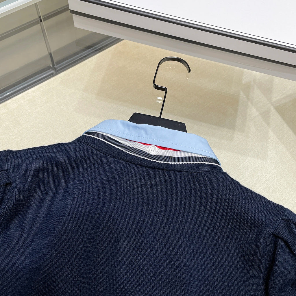 High-End European Sle Women's Knitted ort Top  Collar Belted College Faion Upperwear Comfortable Regular Fit Summer...