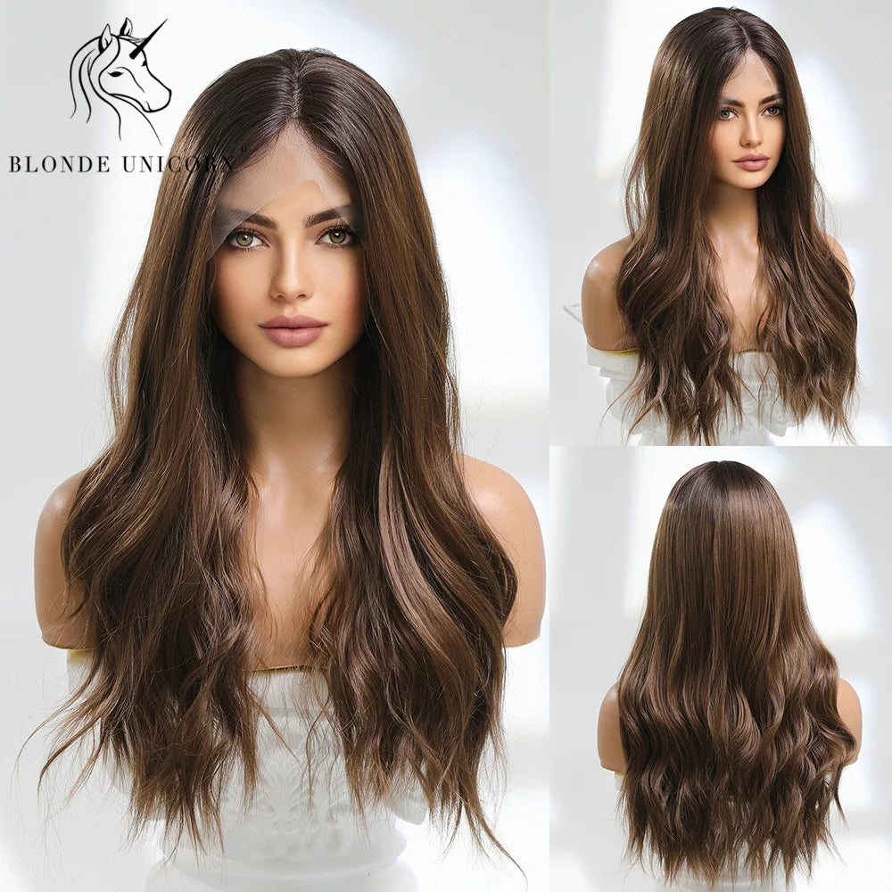 Blonde Unicorn Lace Front Wig Blonde Wave Wig Hair Synthetic Wigs for Black White Women Daily Party Cosplay Heat Resistant Hair