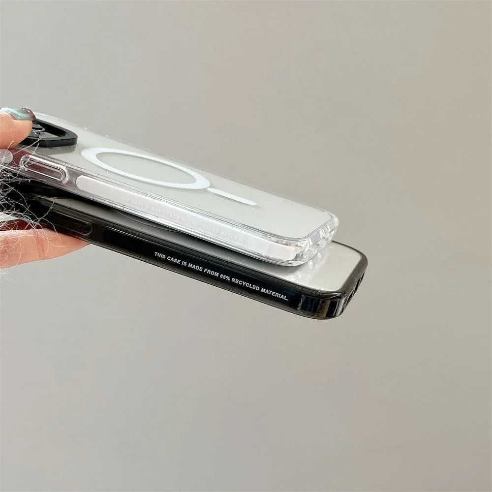 Transparent 2.0 Acrylic Black White Border Case for IPhone 12 13 14 15 16 17 Pro Max Case - Protective IPhone Case