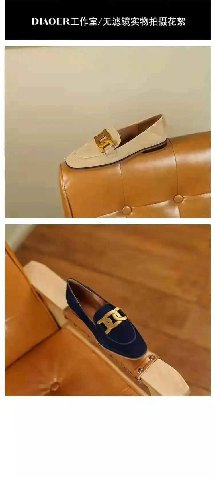 Women's Single Shoes with Heels Pointed Toe Metal Decoration Shallow Women Shoes Square Heel Spring Rubber Sole Zapatos De Mujer