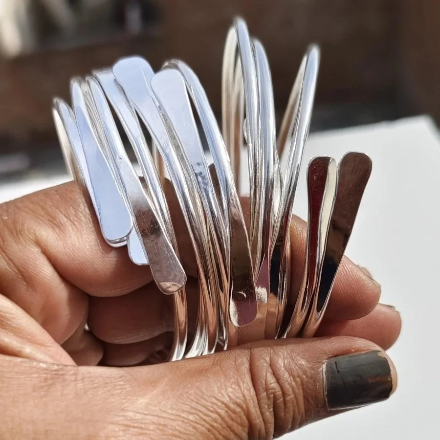 5Pcs/Set Vintage Boho Style Adjustable Silver Cuff Bangles for Women - Zinc Alloy Stacking Bracelets for Daily Wear