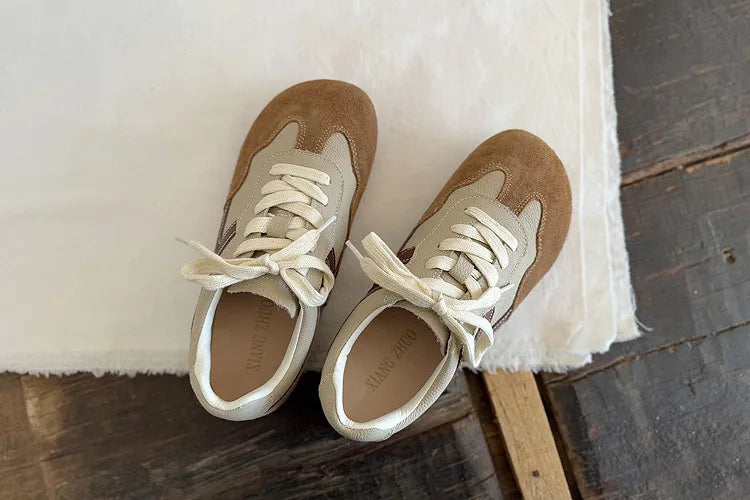 Careaymade-Genuine Leather wider toe women's shoes,soft sole comfortable casual single shoes,lace Barefoot small white shoes