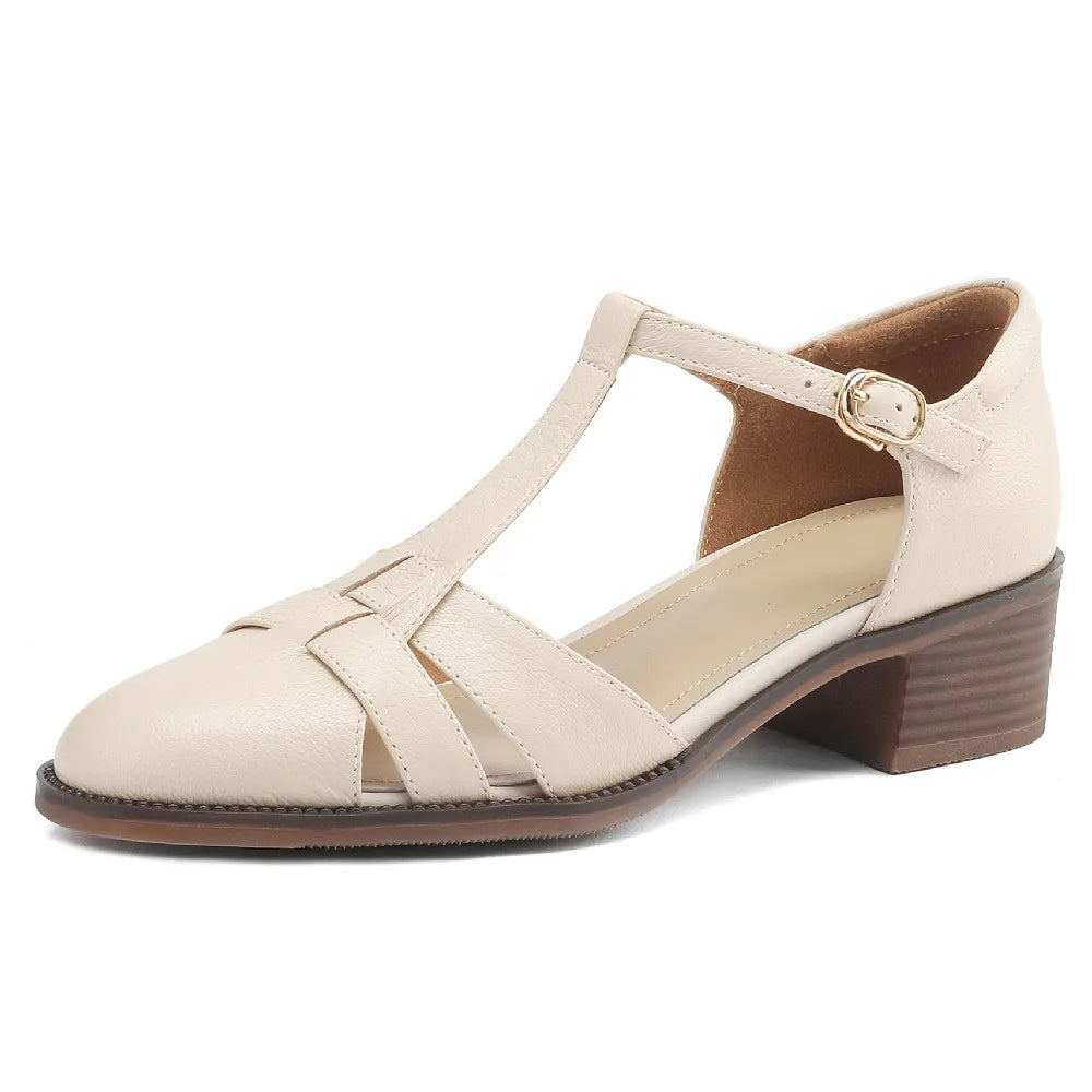 Women's genuine leather narrow band braided t-strap flats sandals round toe casual female summer roman style shoes for women hot