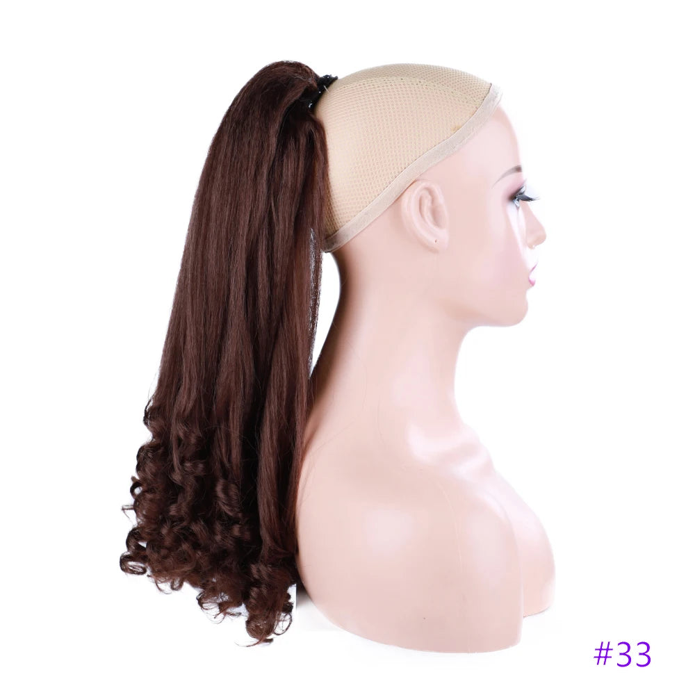Synthetic Long Curly End Ponytail Extension Synthetic Draw-string Ponytail Clip-In Hair Extension For Women Natural Looking
