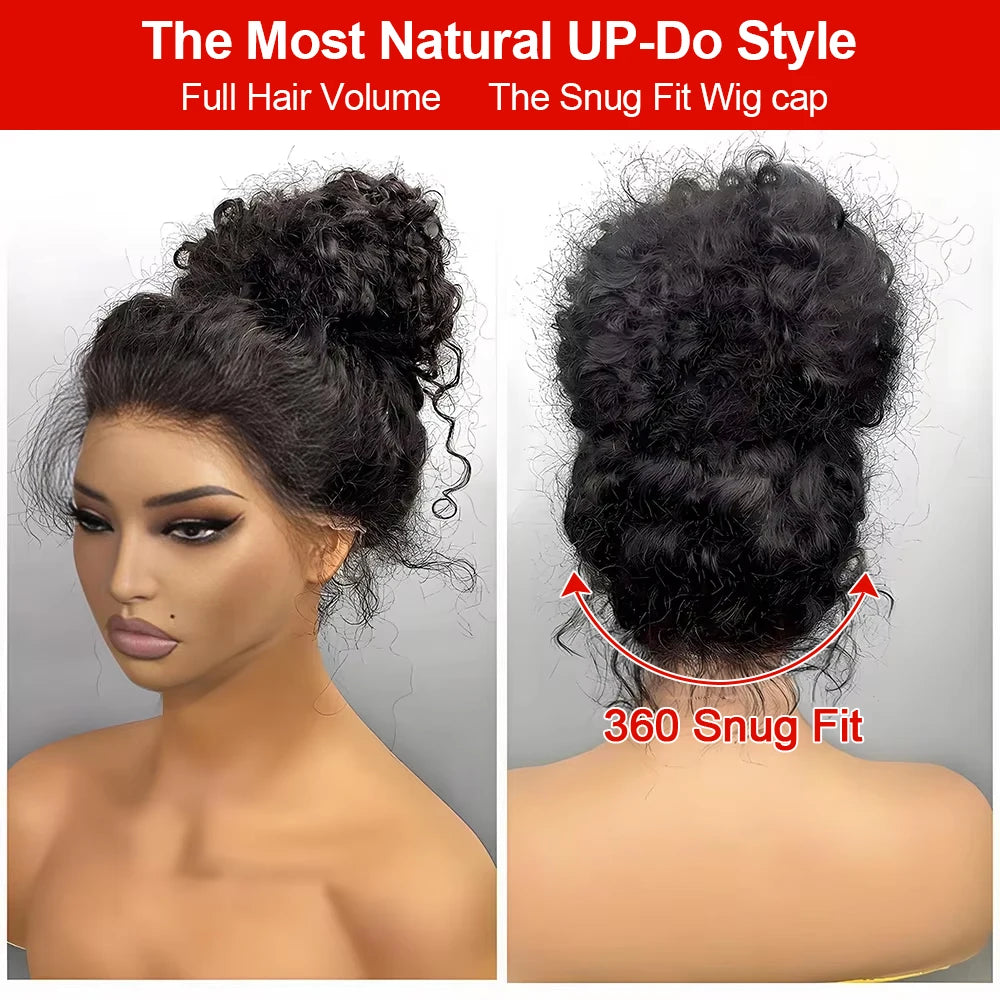 300% Density 13x6 13x4 Deep Wave Frontal Wigs Human Hair 40 46 Inch Curly Human Hair Wigs 360 HD Full Lace Frontal Wig For Women