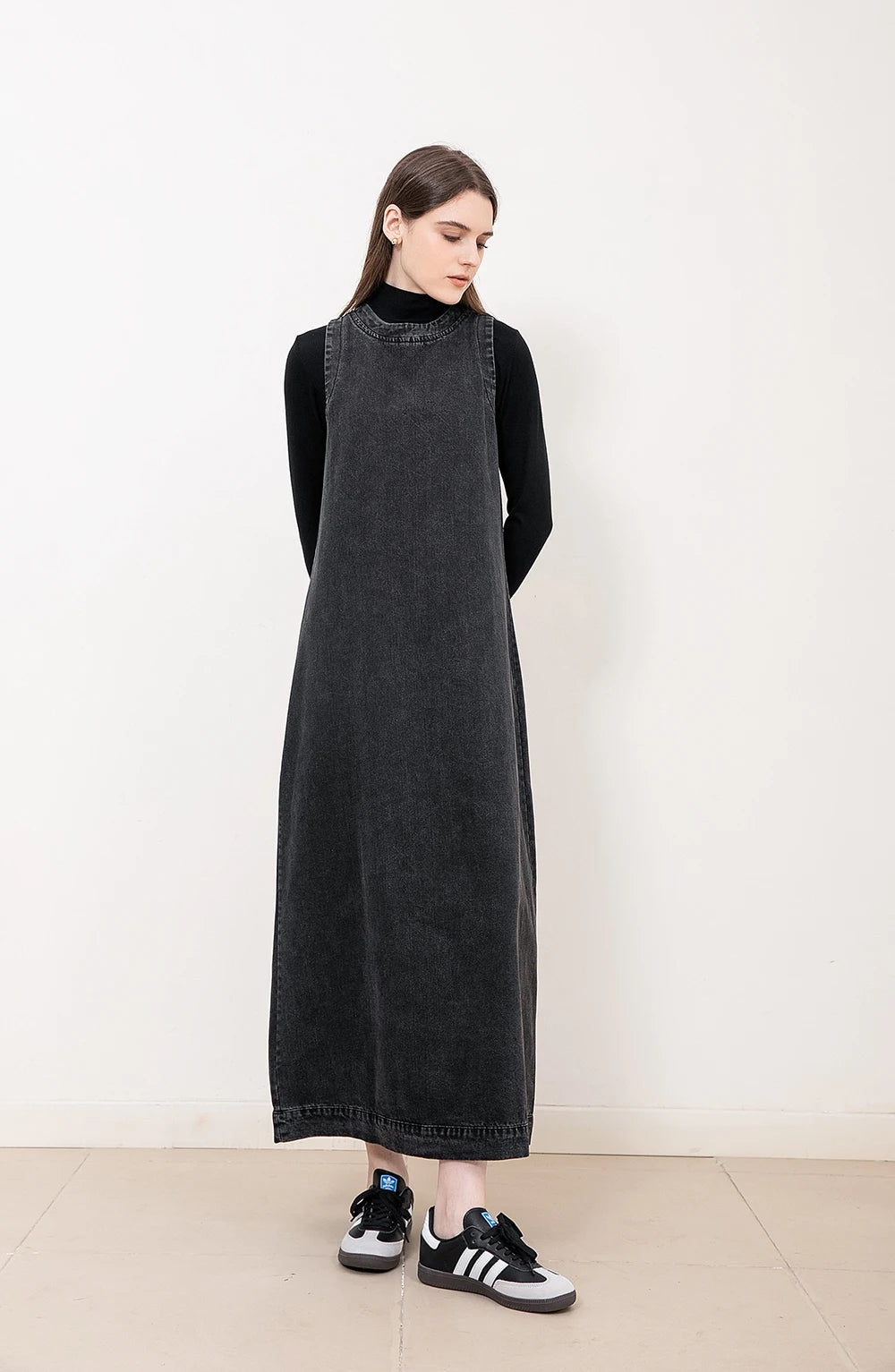 AP New 2025 Autumn Women Denim Sleeveless Dress Black Knitting Cardigan Fashion Style