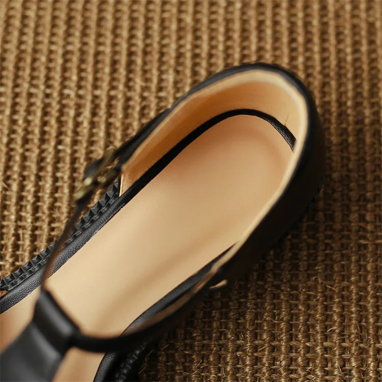 2024 Summer Women Shoes Pointed Toe Chunky Heel Shoes for Women Med-Heel Women Sandals Giadiator