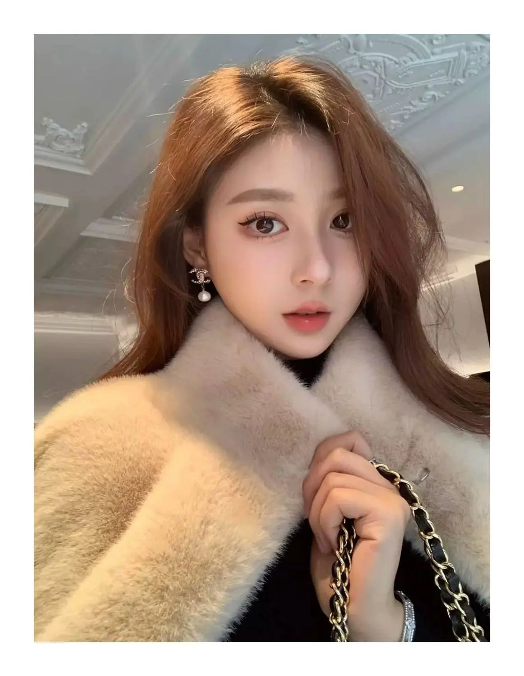 Spring Autumn Lady Short Leather Fur Outwear 2024 Women Fashion Stand Collar Mink Fur Top Female Long Sleeves Fox Jacket