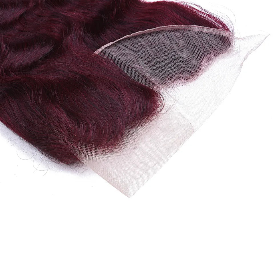 HairUGo Brazilian 99J Body Wave 13x4 Lace Front 100% Human Hair 130% Density Remy Hair Burgundy Lace Frontal With Baby Hair