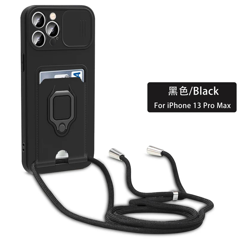 Necklace Strap Lanyard Cord Phone Case For Oppo Realme C51 C53 C55 Note 50 4g Slide Camera Lens Protector Crossbody Soft Cover