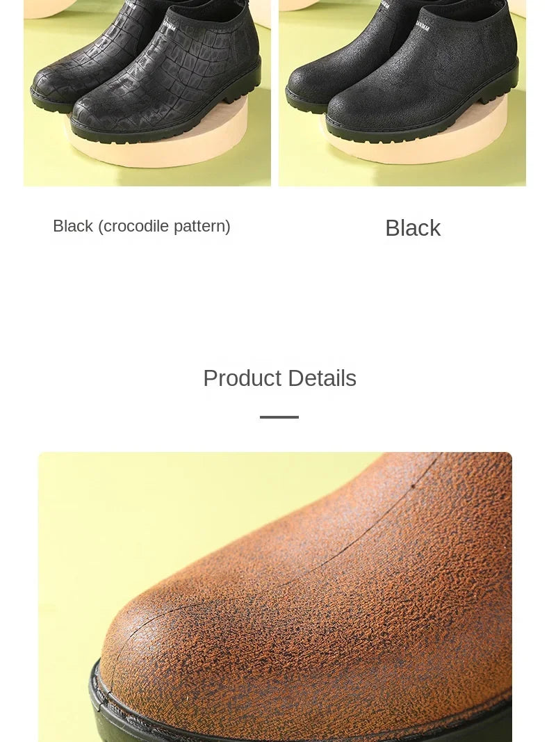 Men's Fashion Plastic Rain Boots  Spring and Autumn Non-slip Trend Low Cut Kitchen Fishing Work Car Wash Rubber Shoes Boots