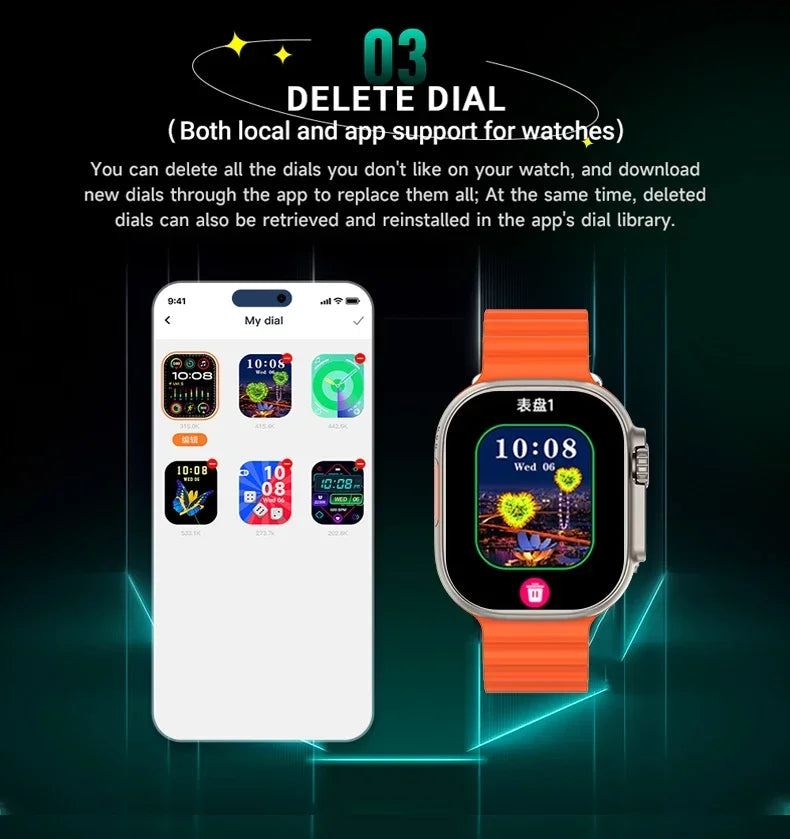 2025 BW9 Smartwatch SIM Card Bluetooth Calling 2.01-inch Screen Telescopic Camera Full Network Coverage Step Counting Recording