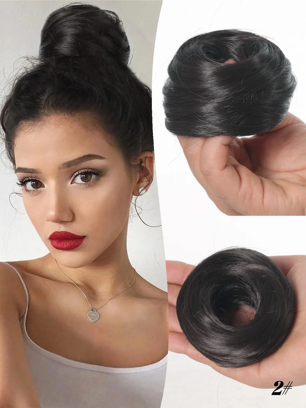 YELOWTIM Synthetic Chignon Elastic Rubber Band Fake Hair Bun Clip in on Hair Tail Extension Updo Hair Piece Ponytail For Women