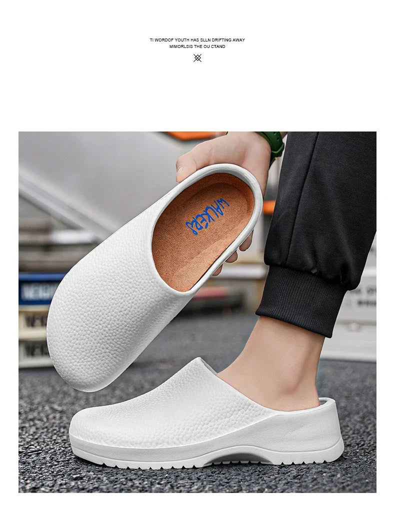 Men's Summer Slippers Non-slip Oil-resistant Chef Shoes Kitchen Shoes For Men Nurse Work Shoe Casual EVA Lightweight Soft Clogs