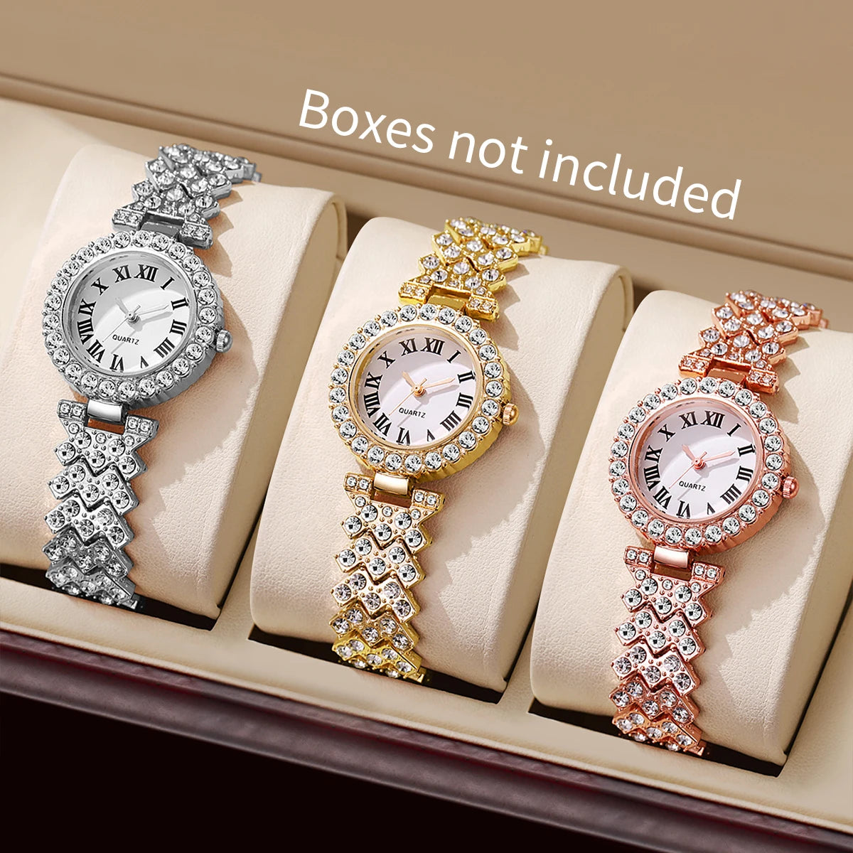 1/3PCS Luxury Rhinestone Women Watches Fashion Roma Dial Quartz Watch for Women Clock（Without Box）