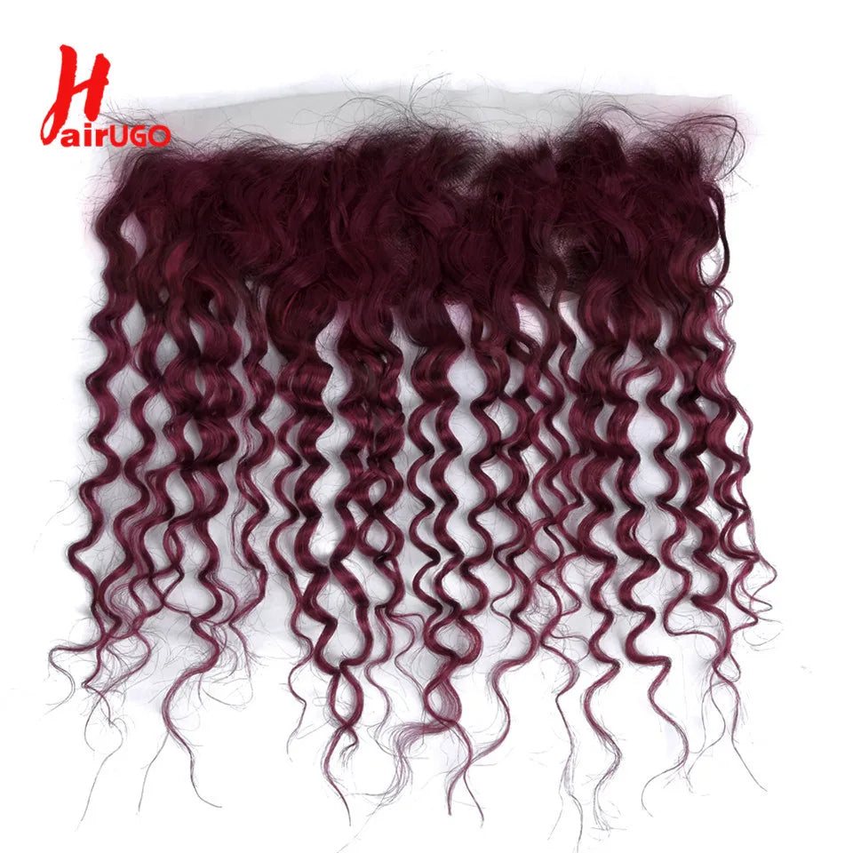 HairUGo Brazilian 99J Body Wave 13x4 Lace Front 100% Human Hair 130% Density Remy Hair Burgundy Lace Frontal With Baby Hair