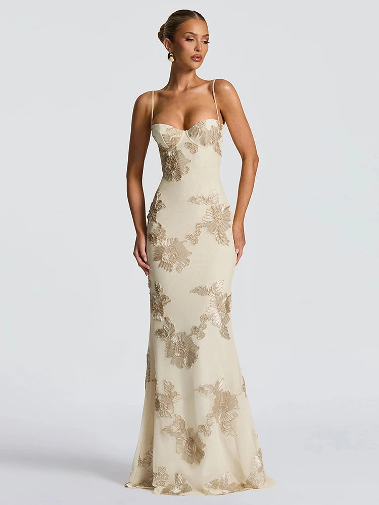 Cutenew Trend Sleeveless Women Maxi Dresses Fashion Sexy Suspendency Low Neck Backless Bandage Bodycon Female Party Long Robe