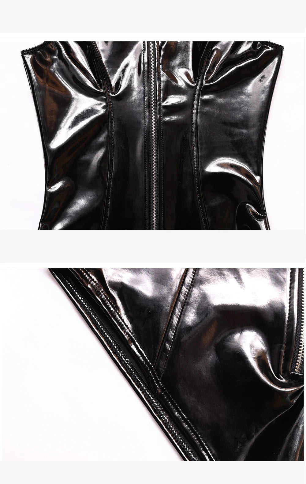 Sleeveless Wet Look PVC Catsuit Shiny PU Leather High Cut Vest Bodysuit Tights Sexy Cosplay Sukumizu Body Tops Clubwear Leotard