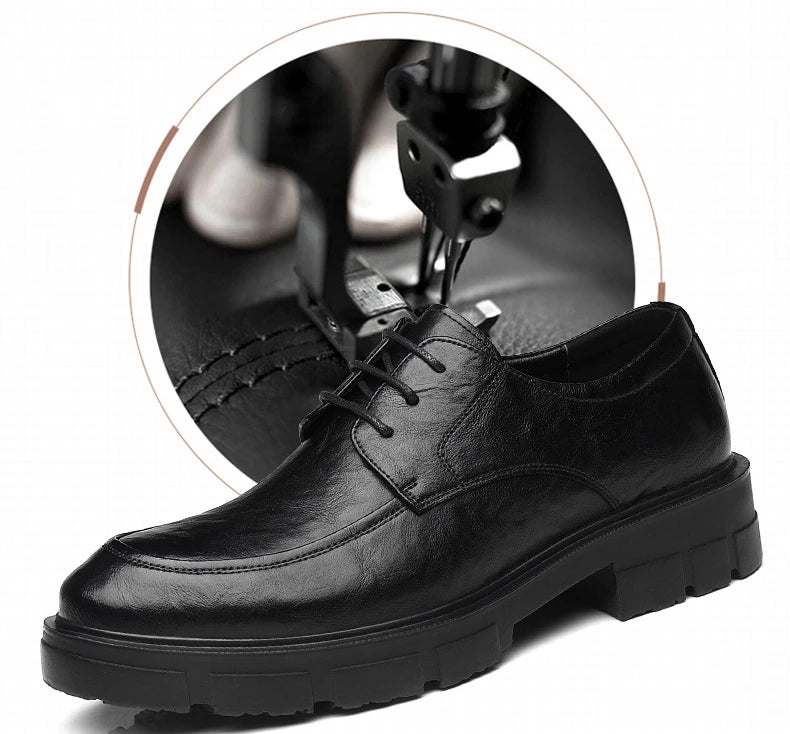 5 8 10 Cm Heel Leather Men's Dress Shoes Fashion Casual New Designer Cowhide Lace-up Platform Wedding Shoes for Man