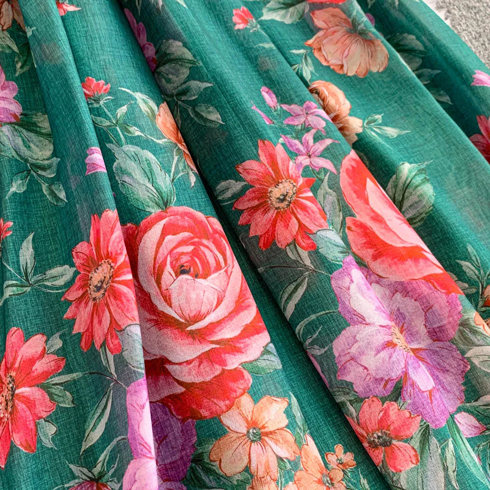 Ele Lace Splice Waist Cinching Long Dr Korean Sle Print Blouse Svel Midi Skirt High Waist A-Line Silhouette