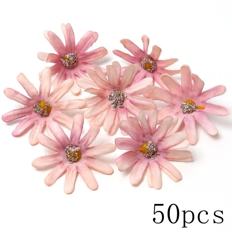 Pink Artificial Flowers Head For Wedding Home Room Decor DIY Fake Flowers For Decoration Birthday Party Craft Wreath Decoration