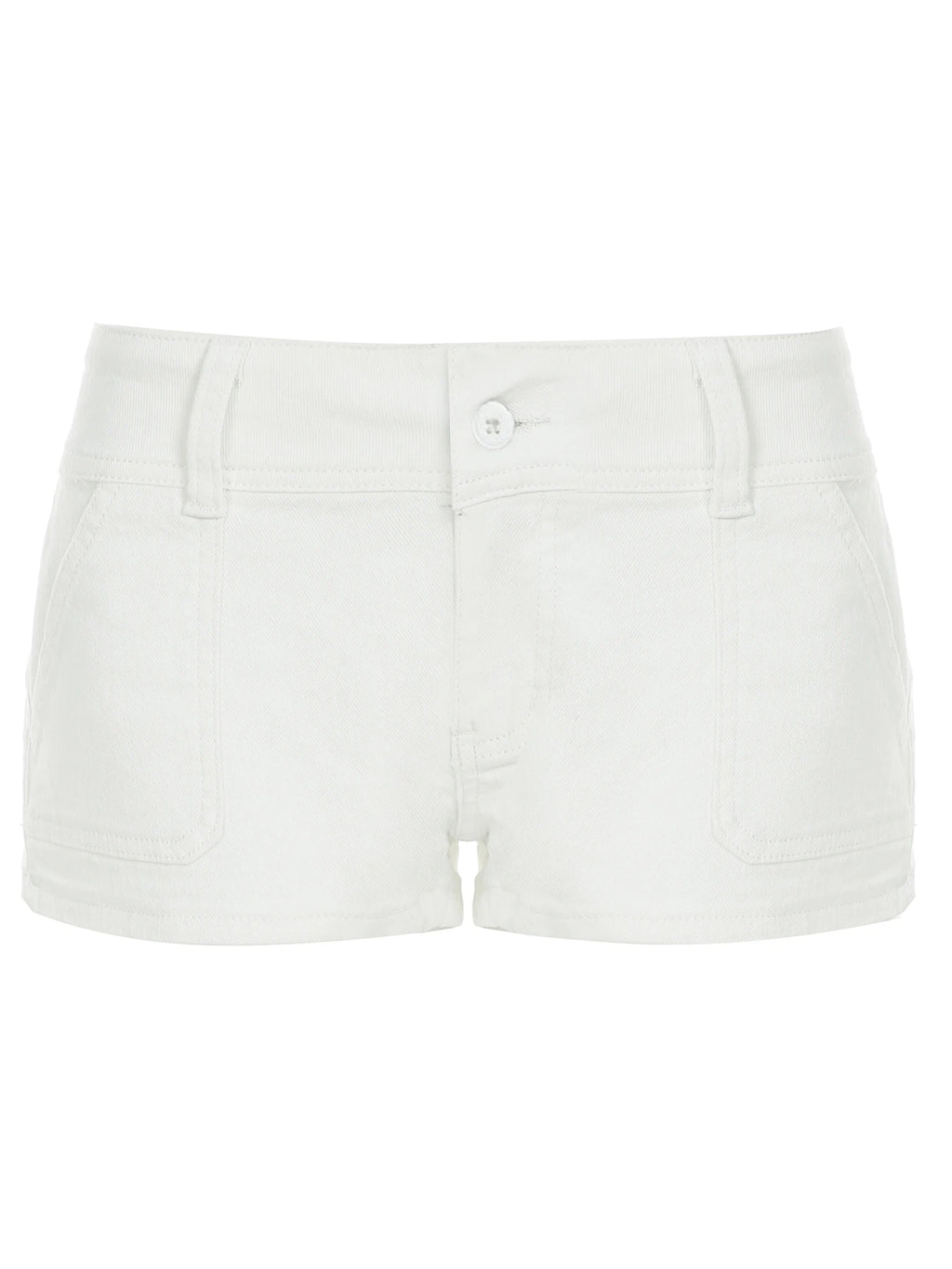 Y2K Women's Knitted White Shorts Pockets Sexy Low Rise Skinny Super Short Pants Streetwear Casual Summer Chic Basic Shorts Chic