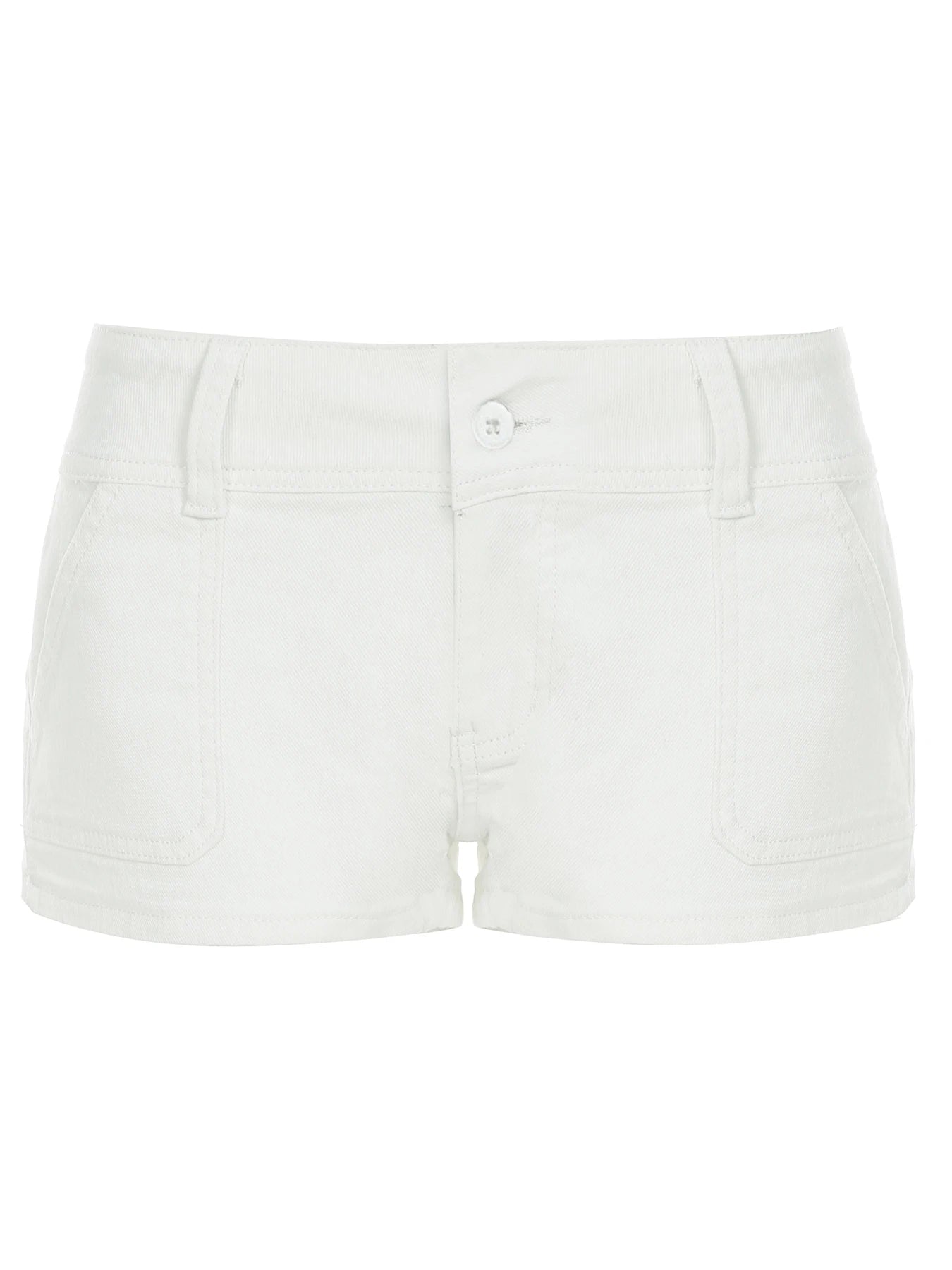 Y2K Women's Knitted White Shorts Pockets Sexy Low Rise Skinny Super Short Pants Streetwear Casual Summer Chic Basic Shorts Chic