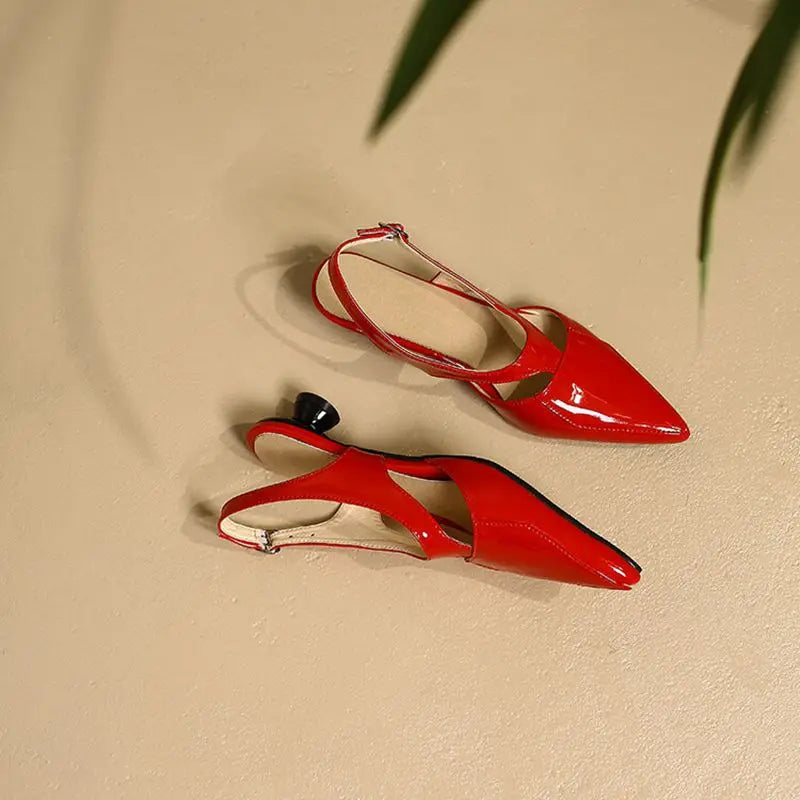 REAVE CAT 2022 Ladies Sandals Pointed Toe Heels Buckle Straps Size 33-45 Black Red Elegant S3691