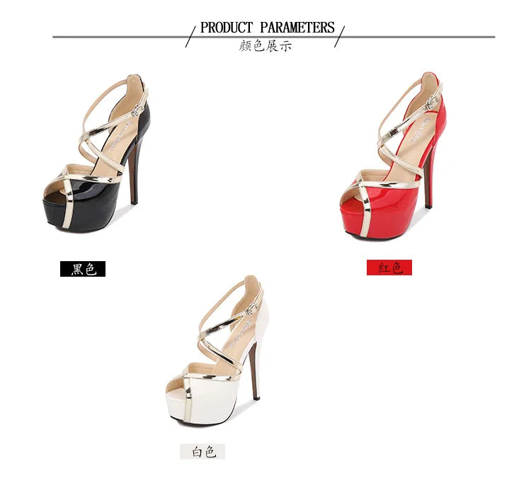 European and American runway style hollow cross strap fish mouth sandals nightclub style