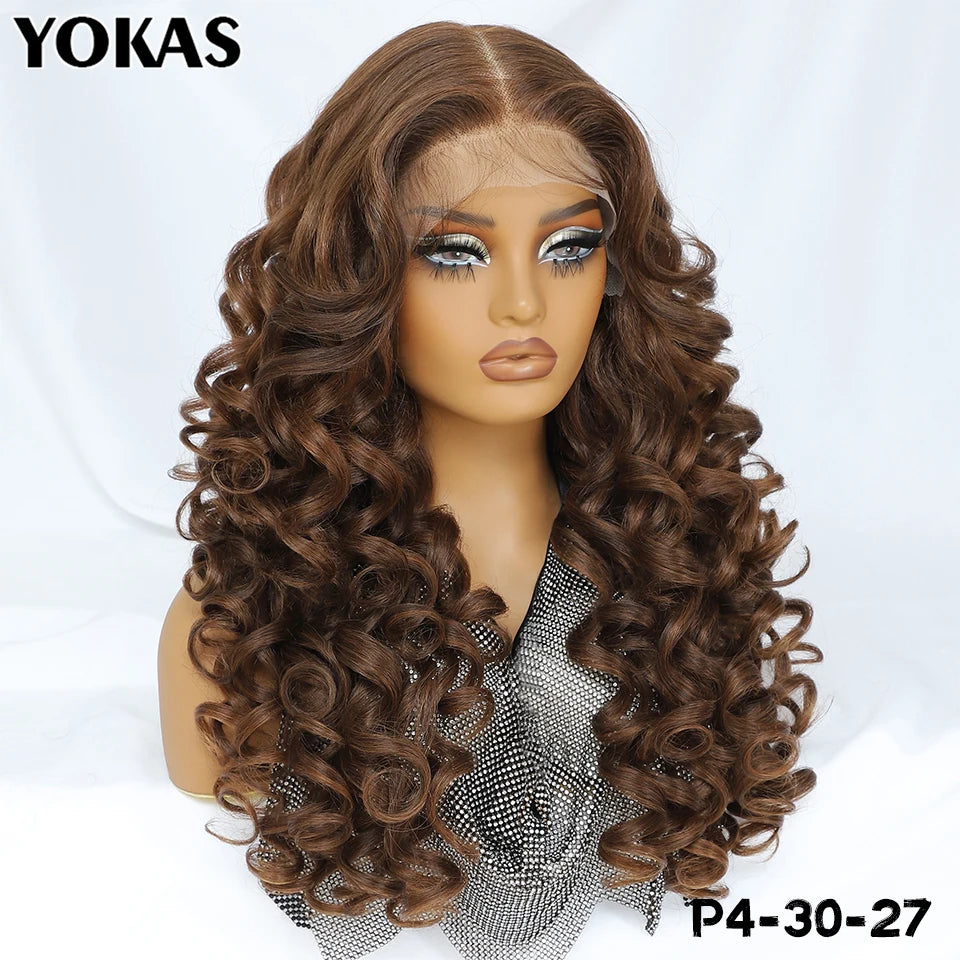 Latisha Lace Frontal Wig Synthetic 13x6 Curly Pre-Plucked Lace Frontal Wig With Baby Hair For Female 24" Lace Frontal Women Wigs