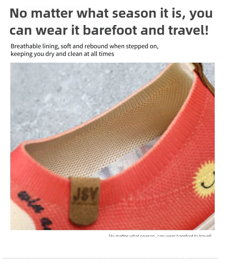 Spring and summer women's breathable knitted sports shoes, casual sponge shoes, lightweight mesh low top shoes  platform boots