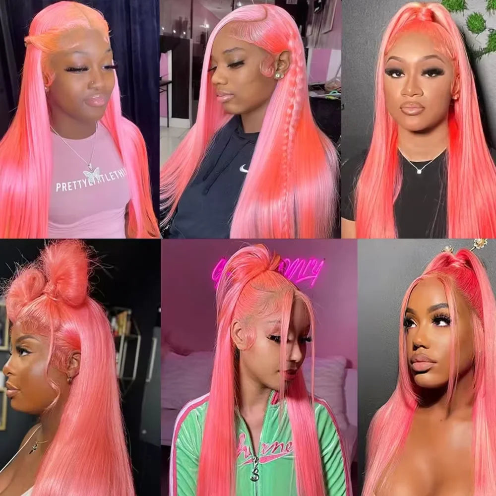 30 40 Inch Pink Lace Front Wig Human Hair For Women 13x4 Hd Lace Frontal Wig Brazilian 13x6 Colored Straight Lace Front Wigs