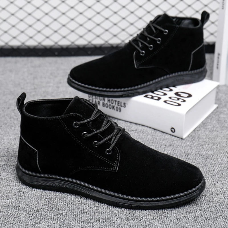2025 New Men Shoes Luxury Suede Men Chelsea Boots Fashion Comfortable Lace Up Ankle Boots Outdoor Casual High Quality Men Boots