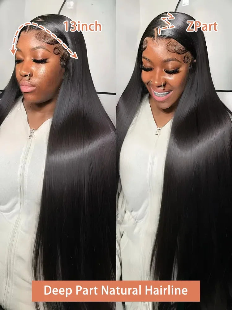 30 36 Inch Bone Straight 13x6 Lace Front Human Hair Wig Super Double Drawn Lace Frontal Wigs For Women 100% Vietnamese Remy Hair