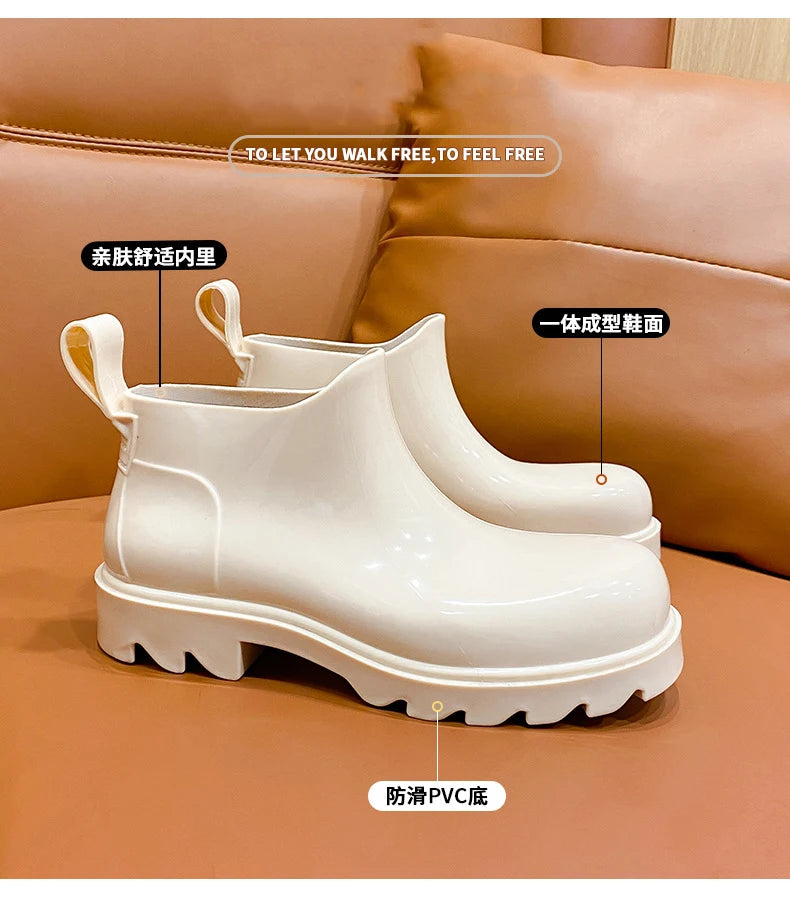 Fashion Women Waterproof Rain Boots Female Ankle Boots For Women Ladies Kitchen Rubber Boots Garden Work Water Shoes Galoshes