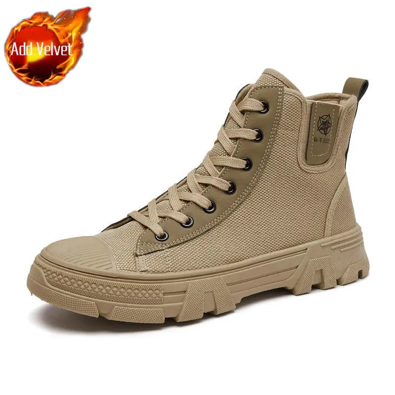 Man Shoes Lace Up Warm Industrial Safety High Cut Boots for Men with Fur Work Winter Footwear Cheap Casual Classic Non Slip Y2k